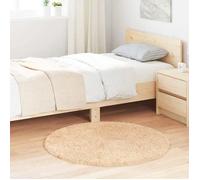 vidaXL Tapis Shaggy Navarra à poils longs Polyester Beige 100x100 cm Rond