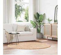 vidaXL Tapis Shaggy à poils longs Polyester moelleux rond Beige 160 x 160 cm