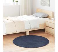 vidaXL Tapis Shaggy NAVARRA à poils longs polyester bleu marine rond 100x100 cm