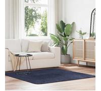 vidaXL Tapis Shaggy à poils longs Bleu marine 160x160 cm Polyester moelleux