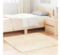 Tapis shaggy à poils longs NAVARRA crème 120x120 cm polyester