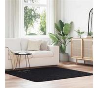 vidaXL Tapis Shaggy à Poils Longs Noir 160x160 cm Polyester, Tapis, Tapis de Chambre, Tapis Moderne, Tapis de Salon, Tapis Moelleux, Tapis carré