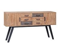 Teck Solide Armoire Latérale Buffet Armoire de Rangement avec 6 Tiroirs et 2 Portes Salon Chambre à Coucher Intérieur 110x30x75 cm