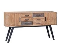 Teck Solide Armoire Latérale Buffet Armoire de Rangement avec 6 Tiroirs et 2 Portes Salon Chambre à Coucher Intérieur 110x30x75 cm