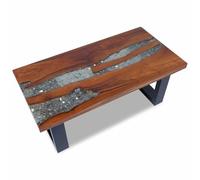 vidaXL Teck Table Basse Résine Table d'Appoint Table Auxiliaire Intérieur