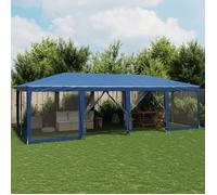 vidaXL Tente de fête avec 12 parois latérales en maille bleu 8x4m PEHD 4010072