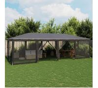 vidaXL Tente de réception 8x4 m Anthracite - 12 parois latérales en maille HDPE