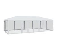 vidaXL Tente de fête avec 12parois latérales en Maille Blanc 8x4m PEHD, Tente, Tente à baldaquin, auvent de Gazebo, Tente de Gazebo, Tente de Jardin