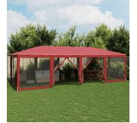vidaXL Tente de fête avec 12parois latérales en maille rouge 8x4m PEHD, tente, tente à baldaquin, auvent de gazebo, tente de 4010075
