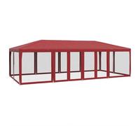 vidaXL Tente de réception 8 x 4 m, 12 parois latérales en maille rouge, HDPE
