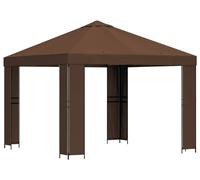 vidaXL Tente de jardin 3 x 3 m, polyester marron et acier, 190 g/m²