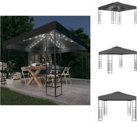 vidaXL Tente de jardin avec guirlande lumineuse LED 3x3 m Anthracite - Pavillons & Tentes de réception