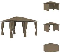 vidaXL Tente de jardin avec rideaux 4x3 m Taupe 180 g/m² - Pavillons & Tentes de réception