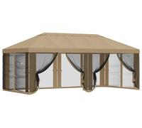 vidaXL Tente de jardin avec toit et parois latérales, beige, 600,5 x 300,5 cm, polyester