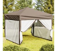 vidaXL Tente de réception pliante avec parois latérales Taupe 3x3 m