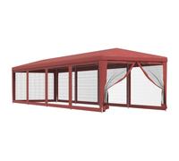 vidaXL Tente de réception avec 10 parois latérales en maille rouge 3x12 m HDPE