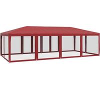 vidaXL Tente de réception 8 x 4 m, 12 parois latérales en maille rouge, HDPE