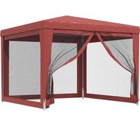vidaXL Tente de réception avec 4 parois latérales en maille rouge 3x3 m HDPE