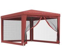 vidaXL Tente de réception avec 4 parois latérales en maille rouge 3x4 m HDPE