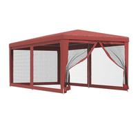 vidaXL Tente de réception avec 6 parois latérales en maille rouge 3x6 m HDPE