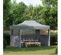 vidaXL Tente de réception professionnelle pliable 3×4 m Acier 3 parois latérales Anthracite