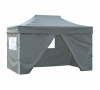 vidaXL Tente de réception professionnelle Pliable avec 4 parois latérales 3×4m Acier Anthracite