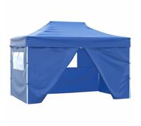 vidaXL Tente de réception professionnelle pliable 3×4 m 4 parois latérales acier bleu