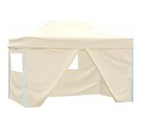 vidaXL Tente de réception pliable professionnelle 3×4 m avec 4 parois latérales Acier Crème