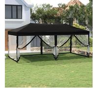 vidaXL Tente de réception pliante avec parois latérales 3x6 m Noir