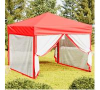 vidaXL Tente de réception pliable avec parois latérales rouge 3x3 m
