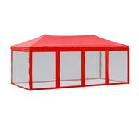 vidaXL Tente de Réception Pliable avec Parois Belvédère de Camping Pavillon d'Extérieur Tonnelle de Jardin Chapiteau Patio Rouge 3x6 m