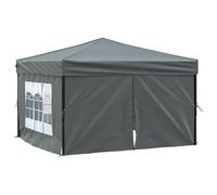 vidaXL Tente de Réception Pliable avec Parois Belvédère de Camping Pavillon d'Extérieur Tonnelle de Jardin Chapiteau Patio Anthracite 3x3 m