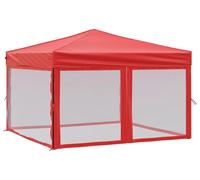 vidaXL Tente de réception pliable avec parois latérales rouge 3x3 m
