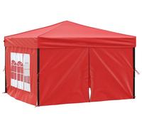 vidaXL Tente de réception pliable avec parois latérales rouge 3x3 m