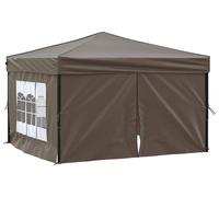 vidaXL Tente de réception pliable avec parois latérales Taupe 3x3 m
