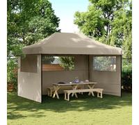 vidaXL Tente de réception pliable Pop-Up avec 3 panneaux latéraux Taupe