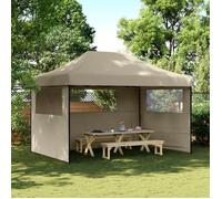 vidaXL Tente de réception pliable Pop-Up avec 3 panneaux latéraux Taupe