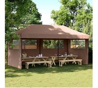 vidaXL Tente de réception pliable Pop-Up avec 3 parties latérales brun