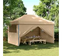 vidaXL Tente de réception pliable Pop-Up avec 4 panneaux latéraux Beige