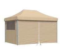 vidaXL Tente de réception pliable Pop-Up avec 4 panneaux latéraux Beige