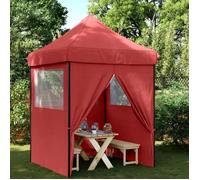 vidaXL Tente de réception pliable Pop-Up avec 4 panneaux latéraux rouge bourgogne