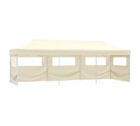 vidaXL Tente de réception pliable escamotable avec 5 parois 3x9m crème