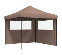 vidaXL Tente de réception pliable Pop-Up avec 2 parties latérales Marron