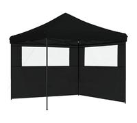 vidaXL Tente de réception pliable Pop-Up avec 2 parties latérales noire