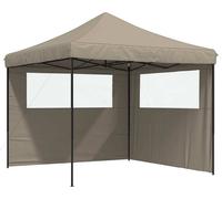 vidaXL Tente de réception pliable Pop-Up avec 2 parties latérales Taupe
