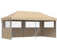 vidaXL Tente de réception pliable Pop-Up avec 3 panneaux latéraux Beige