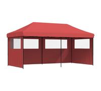 vidaXL Tente de réception pliable Pop-Up avec 3 panneaux latéraux rouge bourgogne