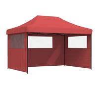 vidaXL Tente de réception pliable Pop-Up avec 3 panneaux latéraux rouge bourgogne