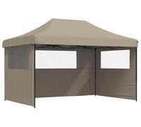 vidaXL Tente de réception pliable Pop-Up avec 3 panneaux latéraux Taupe
