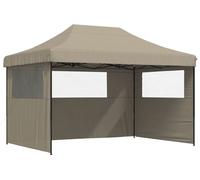 vidaXL Tente de réception pliable Pop-Up avec 3 panneaux latéraux Taupe